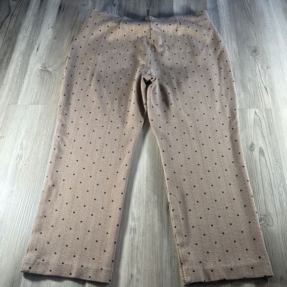 Chico's Brown Herringbone Polka Dot Pull On Straight Leg Pants Size 2.5 (large) - Picture 7 of 9